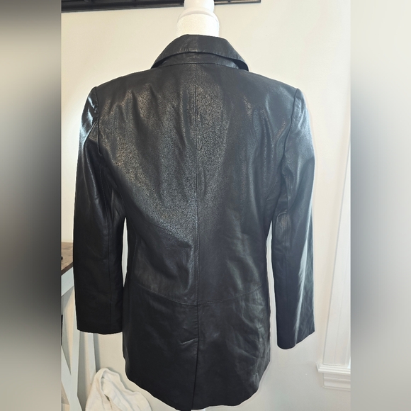 Jodi Arnold Black Leather Blazer Women's Size 4 - Picture 3 of 11